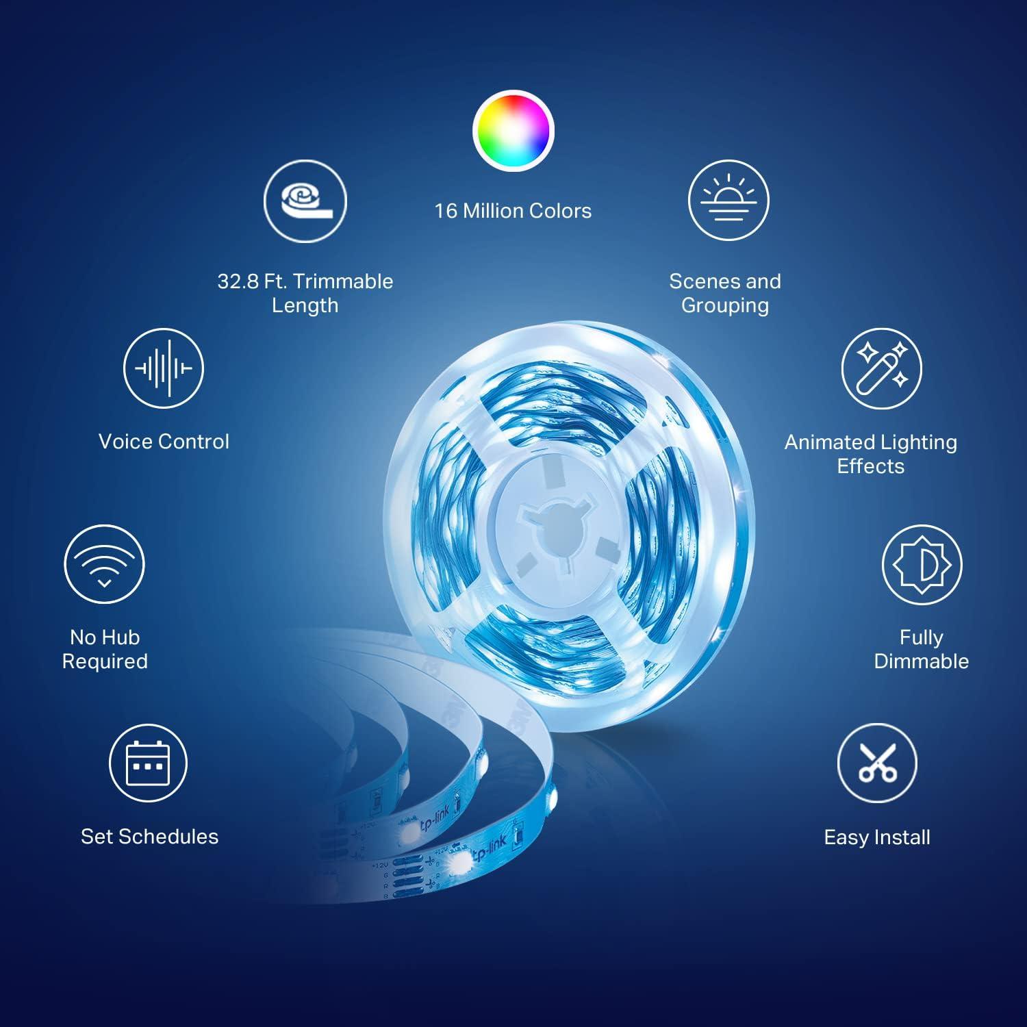 imageKasa Smart LED Light Strip RGB 328ft2 Rolls of 164ft WiFi LED Strip Works w Alexa ampamp Google AssistantHigh Brightness Trimmable Up to 25000 Hours2Yr Warranty KL400L10MulticolorMulticolor