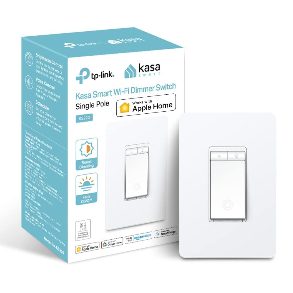imageKasa Apple HomeKit Smart Dimmer Switch KS220P3 Single Pole Neutral Wire Required24GHz WiFi Light Works with Siri Alexa and Google HomeUL Certified No Hub RequiredWhite 3 Count Pack of 11pack