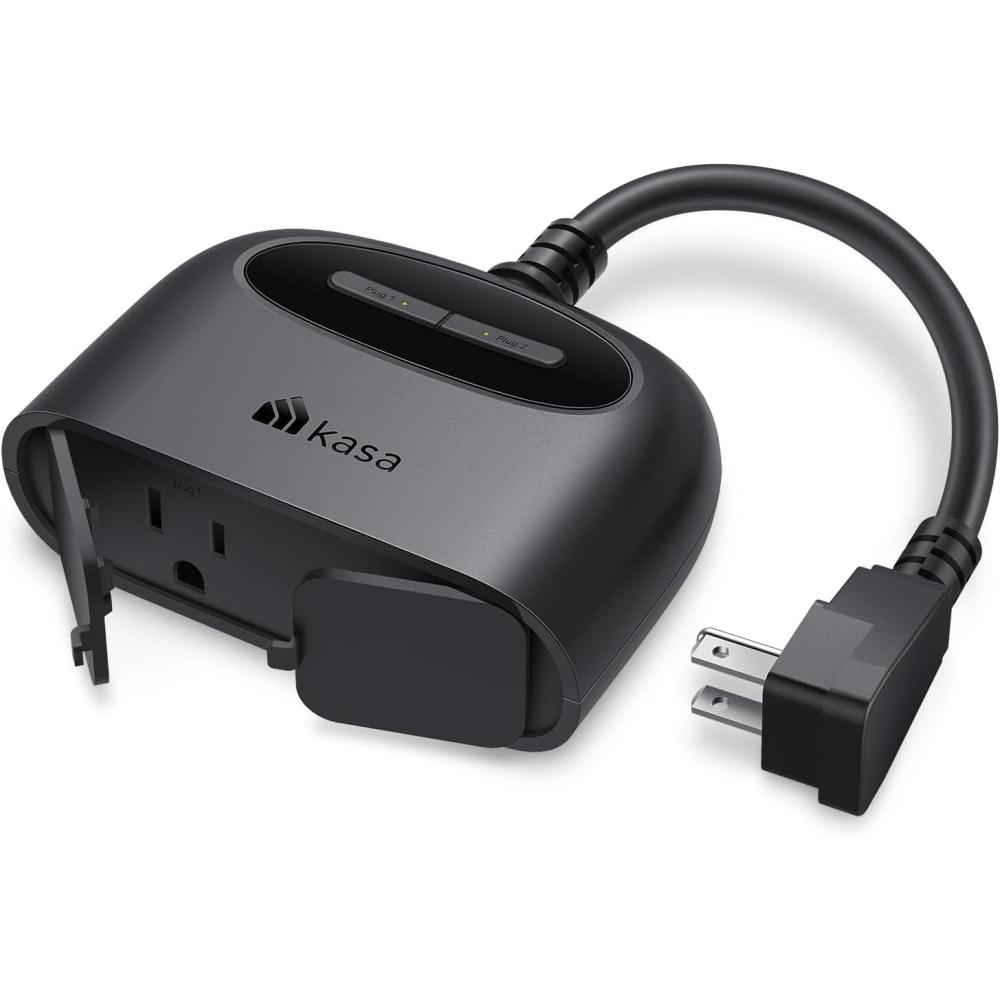 imageKasa Outdoor Smart Plug Smart Home WiFi Outlet with 2 Sockets IP64 Weather Resistance Compatible with Alexa Google Home ampamp IFTTT No Hub Required ETL CertifiedEP40 Black2Socket