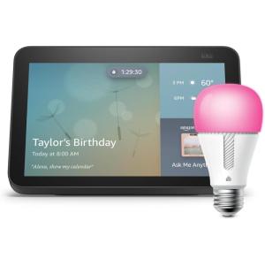 Echo Show 8 (2nd Gen) in Charcoal bundle with TP-Link Kasa Smart Color Bulb