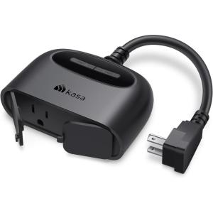 Kasa Outdoor Smart Plug, Smart Home Wi-Fi Outlet with 2 Sockets, IP64 Weather Resistance, Compatible with Alexa, Google Home & IFTTT, No Hub Required, ETL Certified(EP40), Black(2-Socket)
