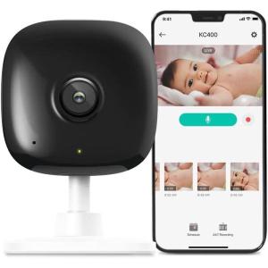 Kasa Smart 2K QHD Indoor Security Camera, Person/Baby Crying/Motion Detection, 2-Way Audio, 30Ft. Night Vision, Cloud/SD Card Storage(Up to 256 GB), Works with Alexa & Google Home (KC400)(White  2K)