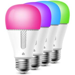Kasa Smart Bulbs, 850 Lumens, Full Color Changing Dimmable WiFi LED Light Bulb Compatible with Alexa and Google Home, A19, 9.5W,2.4Ghz only, No Hub Required, 4-Pack(KL130P4)