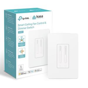 Kasa Smart Ceiling Fan Control & Dimmer Switch | Adjustable 4-Speed Fan & Brightness Control | Works w/Apple HomeKit, Alexa & Google Home | 2.4G Wi-Fi Only, Single Pole, Neutral Wire Required | KS240(Ceiling Fan Dimmer Switch)