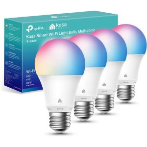 Kasa Smart Light Bulbs, 1000 Lumens High Brightness, 16M Color Changing, Dimmable Smart WiFi Light Bulb, Compatible with Alexa and Google Home, A19, 2.4GHz Wi-Fi only, No Hub Required, KL135(800 Lumens  4-Pack)
