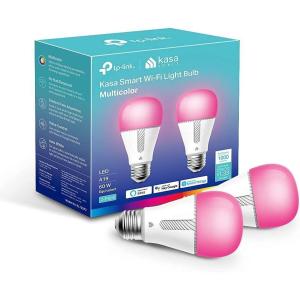 Kasa Smart Light Bulbs, Full Color Changing Dimmable Smart WiFi Bulbs Compatible with Alexa and Google Home, A19, 60 W 800 Lumens,2.4Ghz only, No Hub Required, 2-Pack (KL125P2), Multicolor(1000 LM  2-Pack)