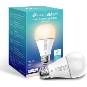 Kasa Smart Light Bulbs that works with Alexa and Google Home, Dimmable Smart LED Bulb, A19, 9W, 800Lumens, Soft White(2700K), CRI≥90, WiFi 2.4Ghz only, No Hub Required, 4 Count (Pack of 1)(KL110P4)(White (Newer Version))