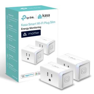 Kasa Smart Plug, Matter Compatible, Energy Monitoring, Compact Design, 15A/1800W Max, Super Easy Setup, Works with Apple Home, Alexa & Google Home, UL Certified, 2.4G Wi-Fi Only, White, KP125M(2-Pack)(Matter Compatible)
